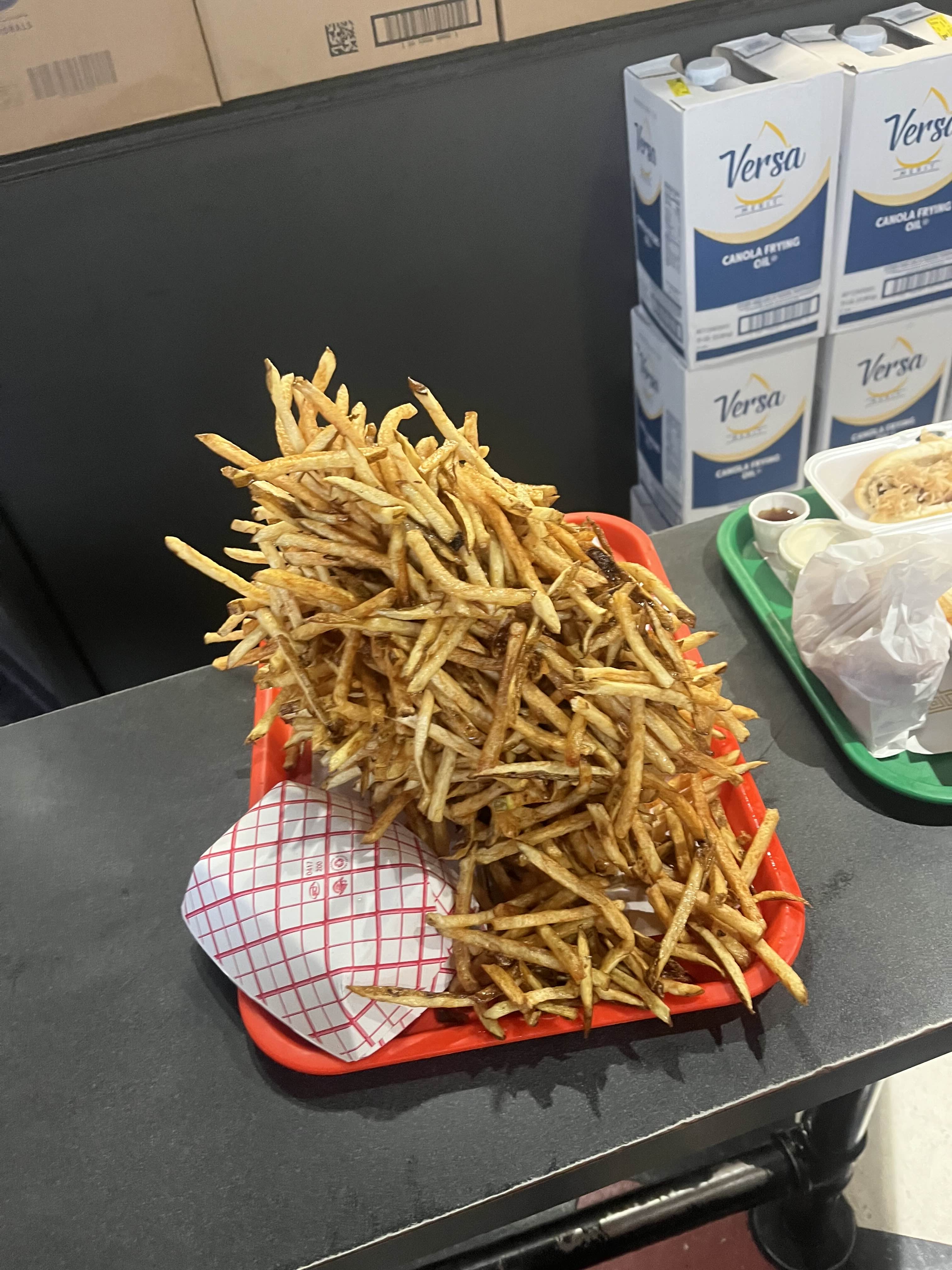 Scooter's Famous fry portions. A small feeds 6 people!