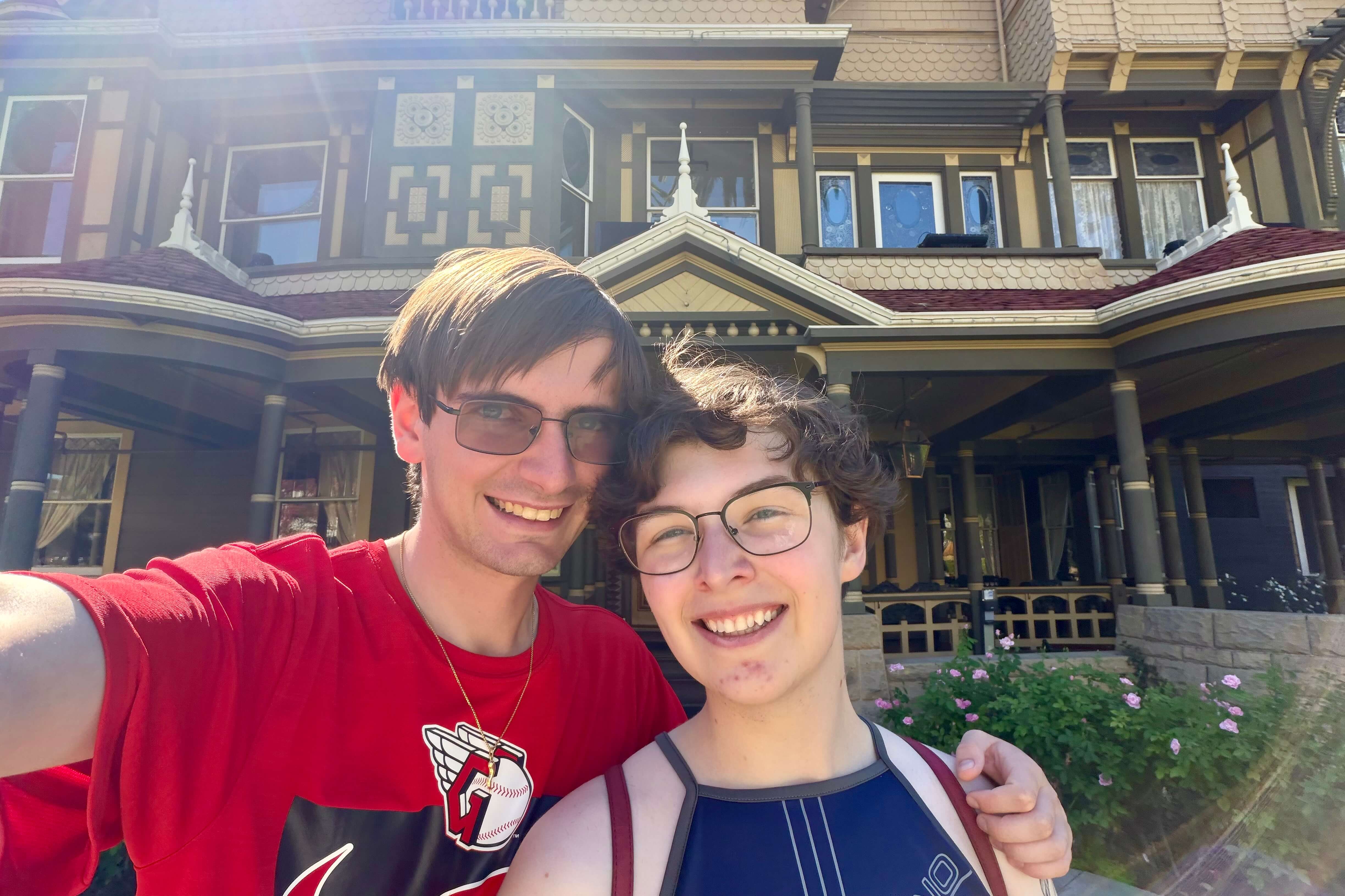 Nate and I in front of the house